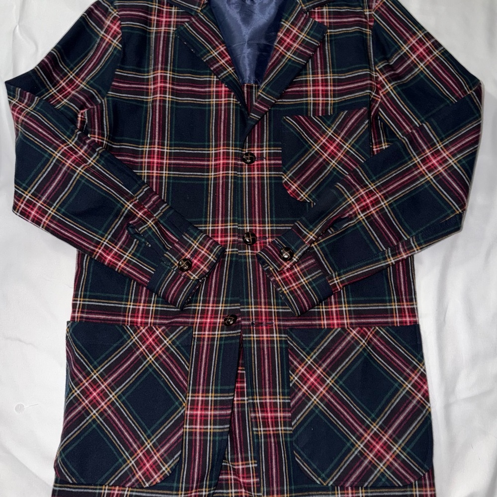 one24 Plaid Lightweight Duster Jacket – Red & Green, Size Small
